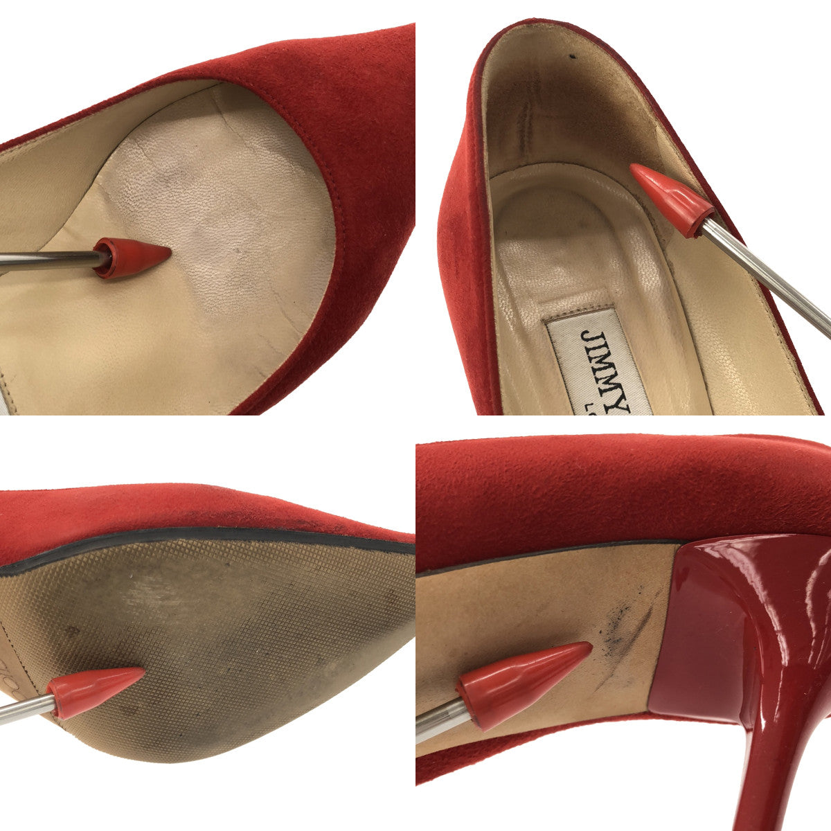 JIMMY CHOO | Suede leather pointed toe heel pumps | 37 | red | Women's