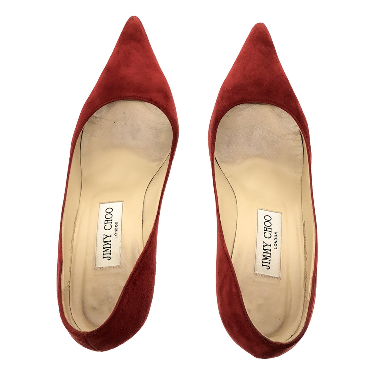 JIMMY CHOO | Suede leather pointed toe heel pumps | 37 | red | Women's