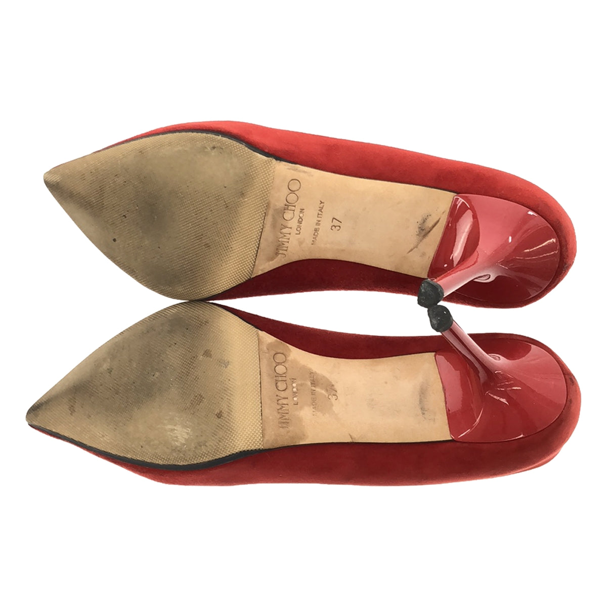 JIMMY CHOO | Suede leather pointed toe heel pumps | 37 | red | Women's