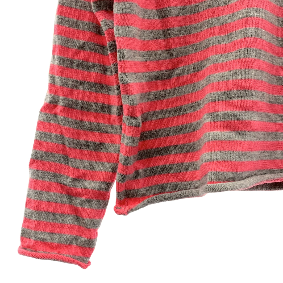 COMME des GARCONS / コムデギャルソン | ウール ボーダー Vネック ニット | M | グレー/ピンク | レディース