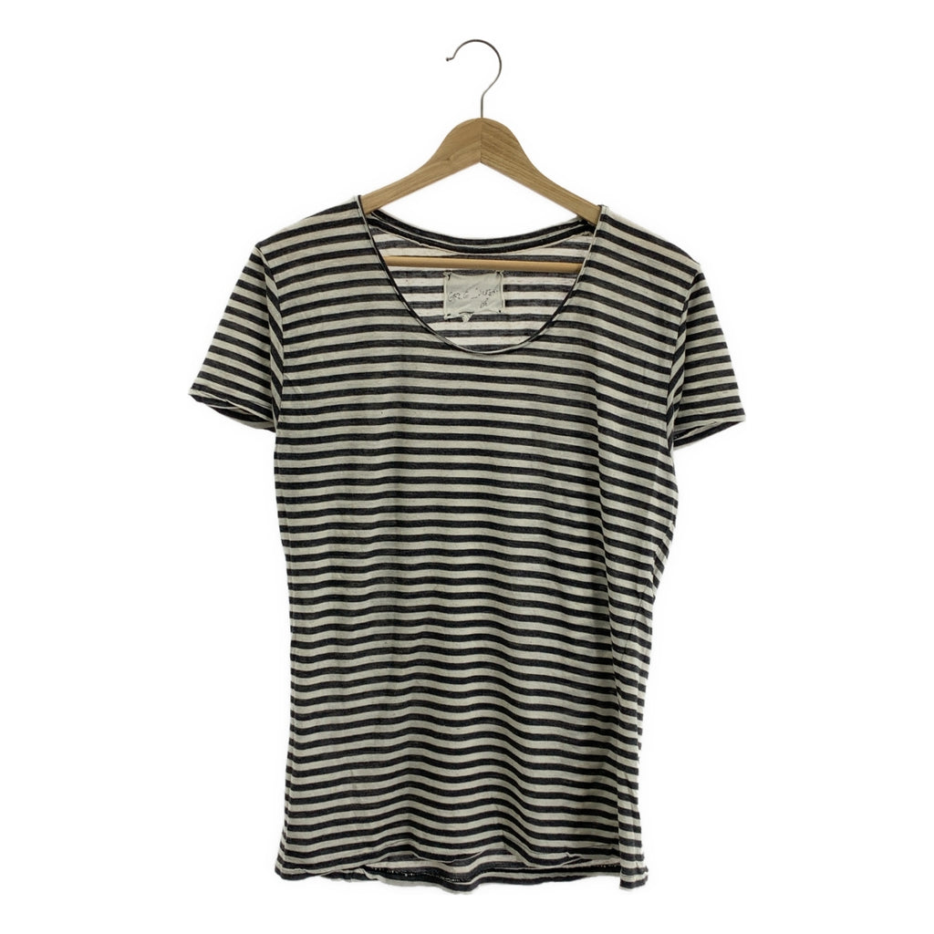 GREG LAUREN / グレッグローレン | STRIPE SLOUCHY TEE ヴィンテージ加工 ボーダー クルーネック Tシャツ | 0 | メンズ