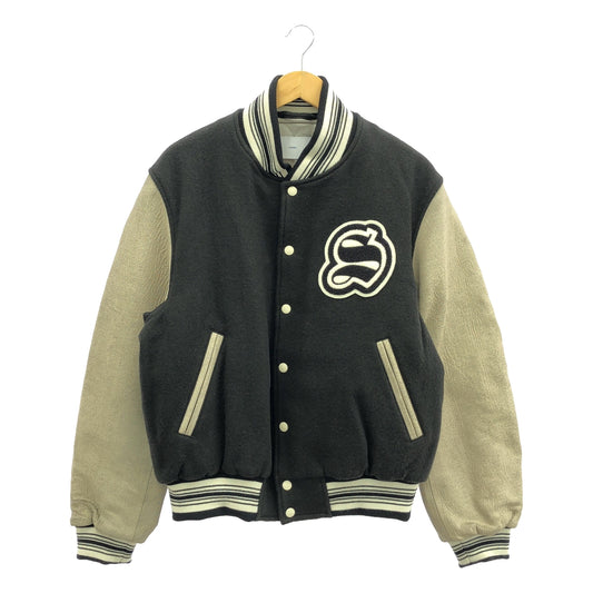 【신품】 SUGARHILL / 슈가힐 | 2022AW | GILL LEATHER STADIUM JACKET 스타잔 재킷 | 2 | PALE BLACK × WHITE GILL | 남성