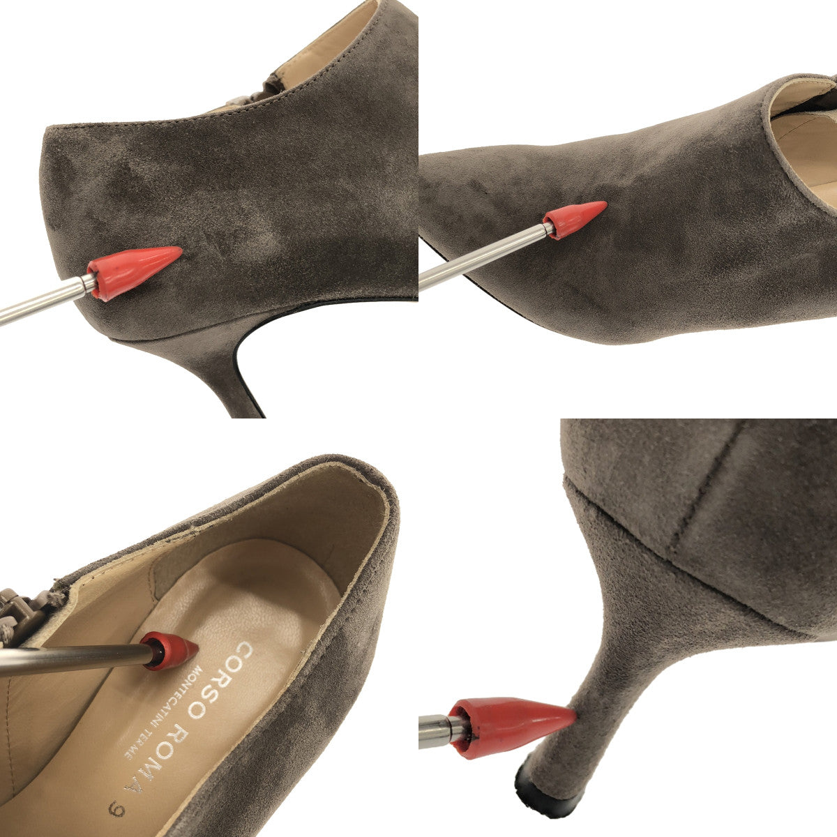 CORSO ROMA 9 |絨面革側拉鍊高跟短靴 |尺寸 36 |灰色 |女性的