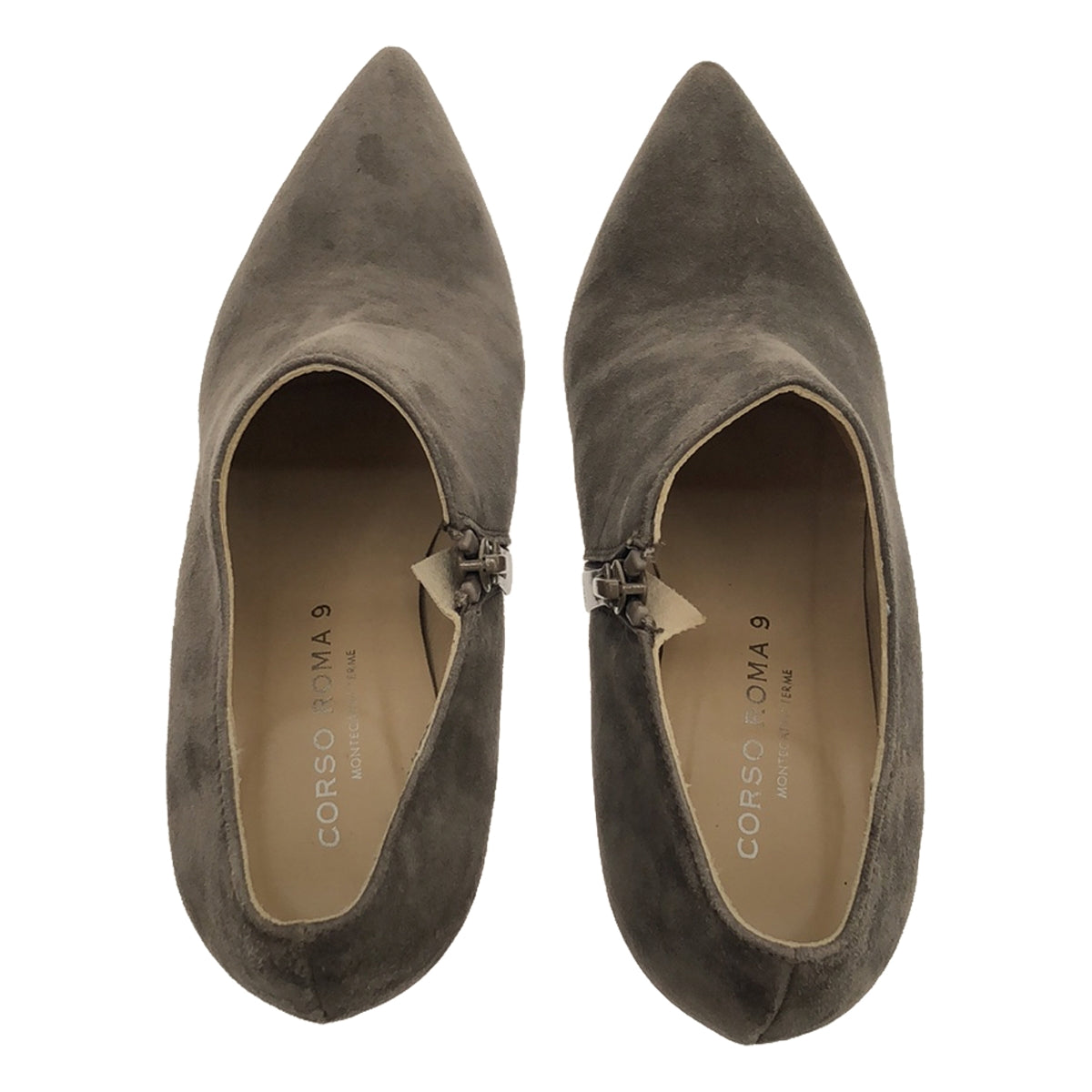 CORSO ROMA 9 |絨面革側拉鍊高跟短靴 |尺寸 36 |灰色 |女性的