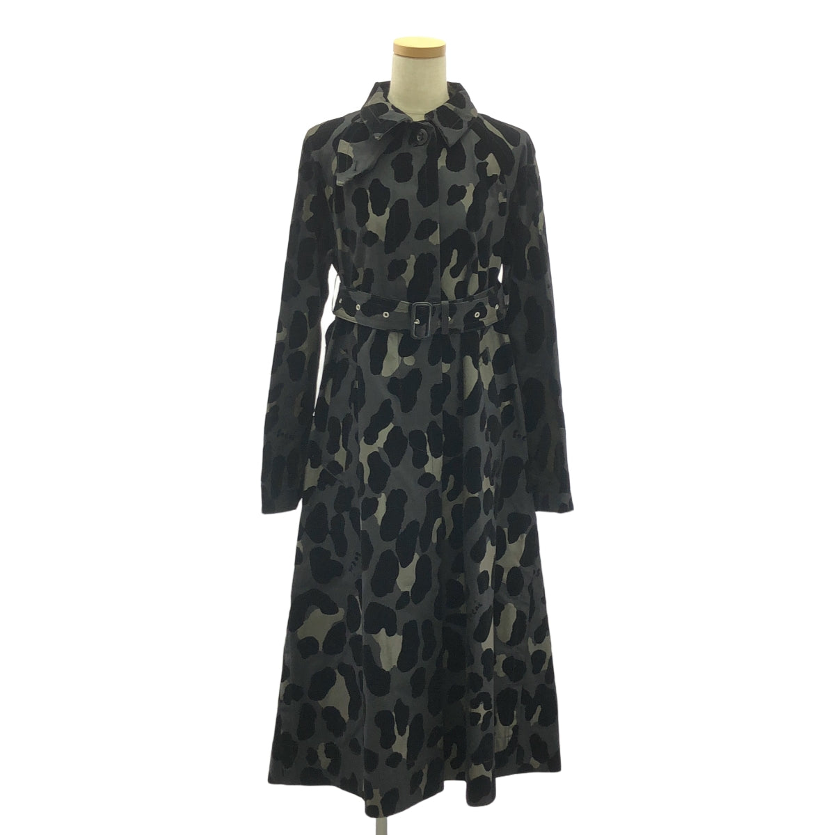 sacai / サカイ | レオパード バック プリーツ切替え トレンチコート | 1 | レディース