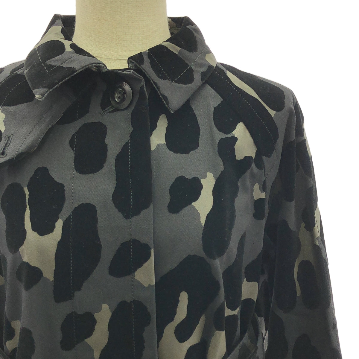 sacai / サカイ | レオパード バック プリーツ切替え トレンチコート | 1 | レディース