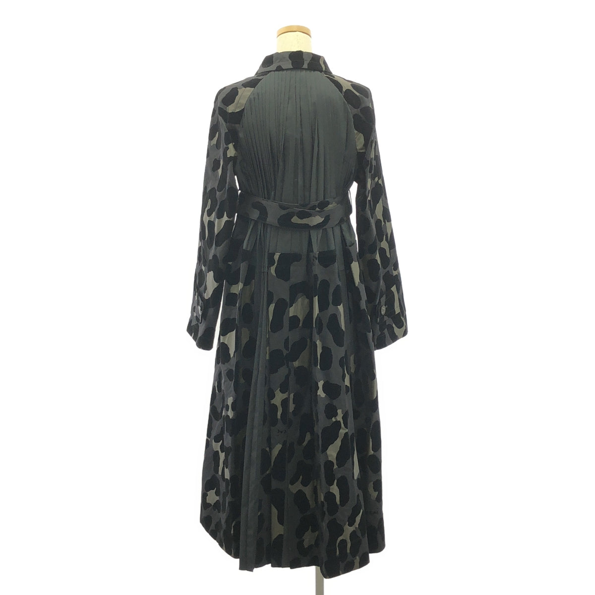 sacai / サカイ | レオパード バック プリーツ切替え トレンチコート | 1 | レディース