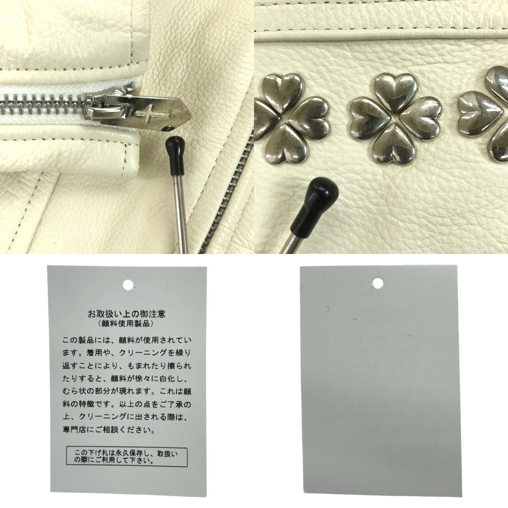 [品相良好] MASU / MASU | 2021秋冬 |三葉草鉚釘騎士夾克 |三葉草鉚釘皮革騎士夾克 | 46 |白色 |男士