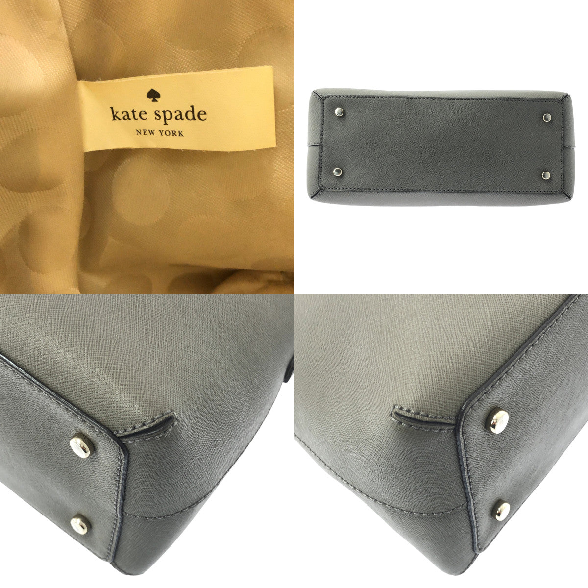 KATE SPADE / ケイトスペード | レザー 2WAY ハンド ショルダー バッグ | グレー | レディース