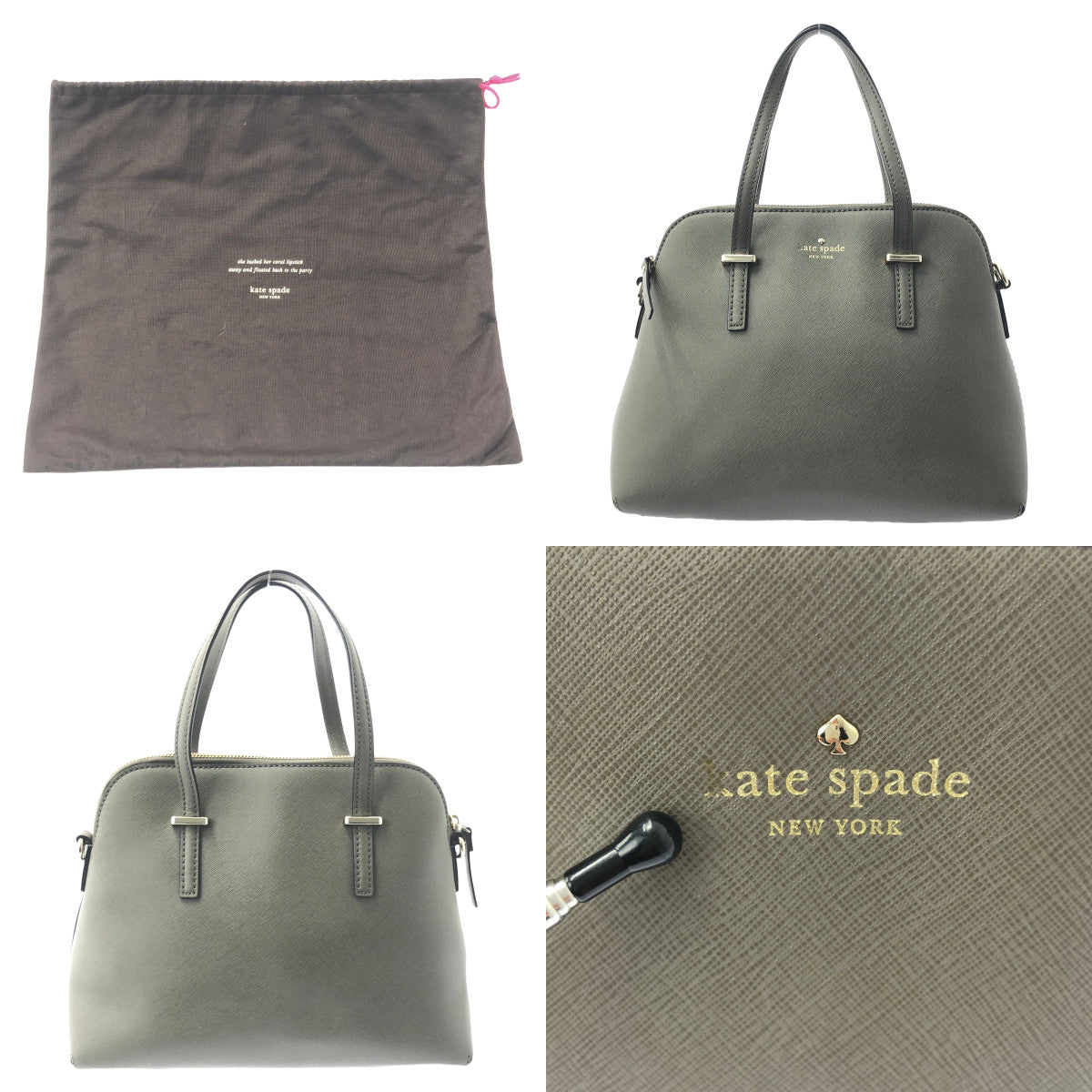 KATE SPADE / ケイトスペード | レザー 2WAY ハンド ショルダー バッグ | グレー | レディース