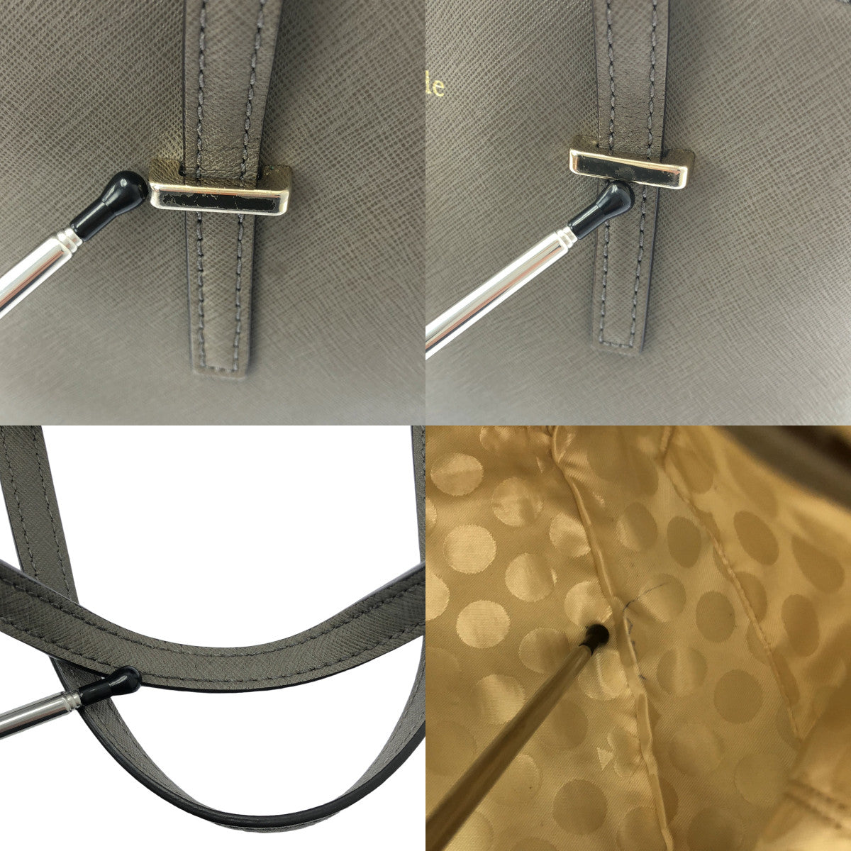 KATE SPADE / ケイトスペード | レザー 2WAY ハンド ショルダー バッグ | グレー | レディース