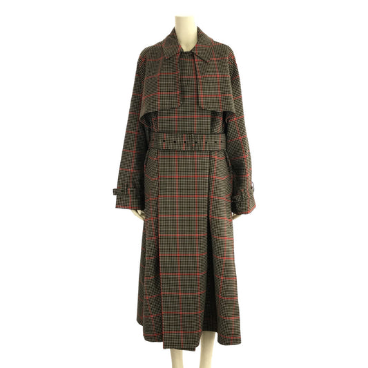 HYKE | 2021AW | PLAID DOUBLE FACE TRENCH COAT Gun Club Check Trench Coat with Belt | 1 | Women's