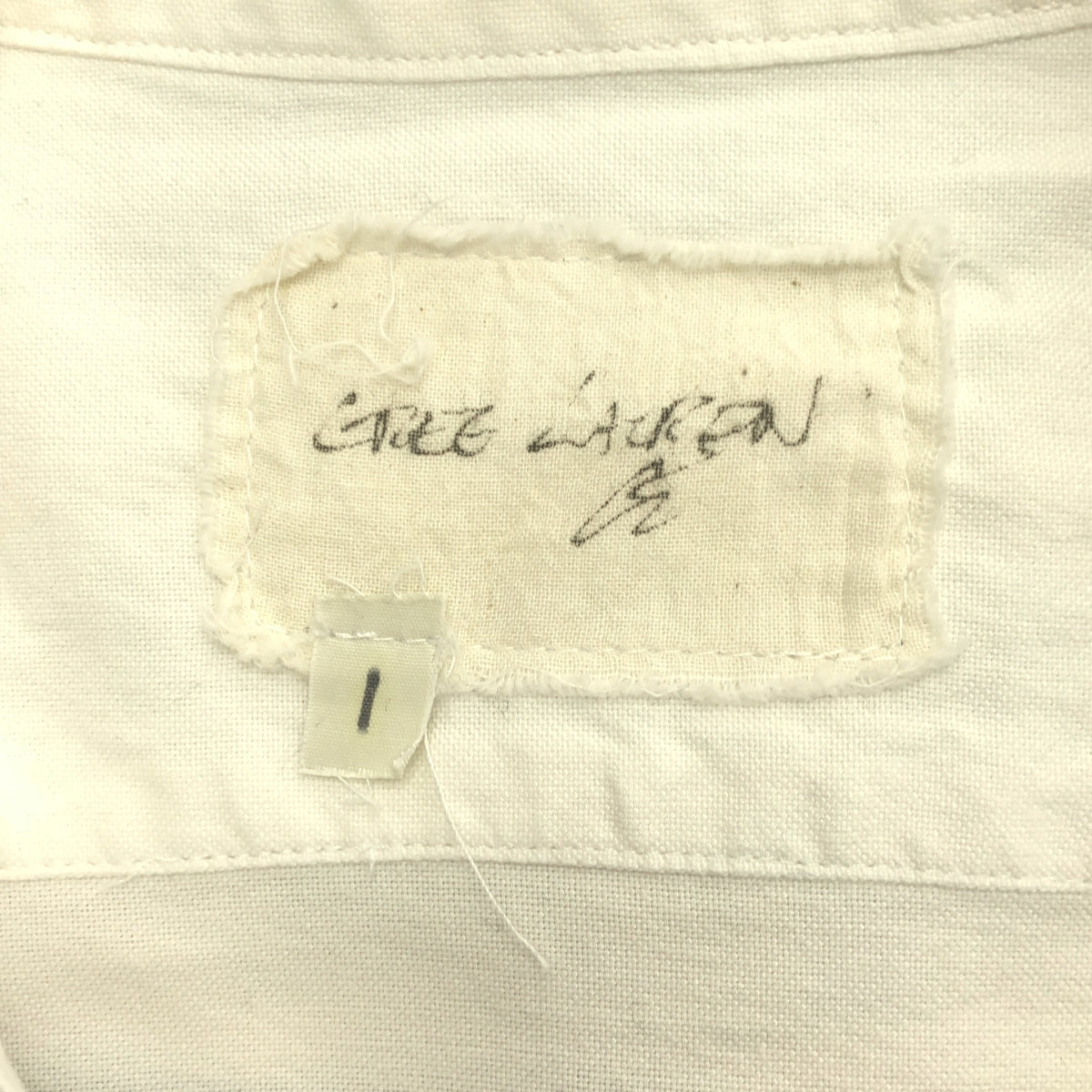 GREG LAUREN / グレッグローレン | 再構築 ストライプ 切替 バンドカラーシャツ | S | ホワイト/ネイビー/アイボリー | メンズ