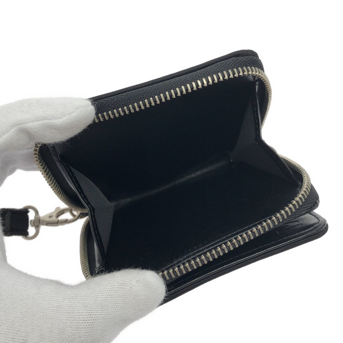 MM6 Maison Margiela | Bi-fold round zip wallet with neck strap | Black | Women's