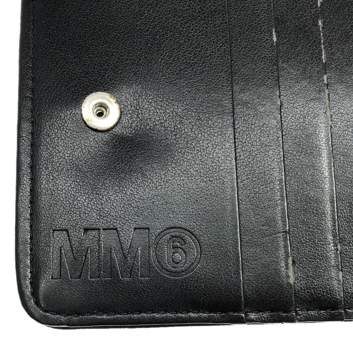 MM6 Maison Margiela | Bi-fold round zip wallet with neck strap | Black | Women's