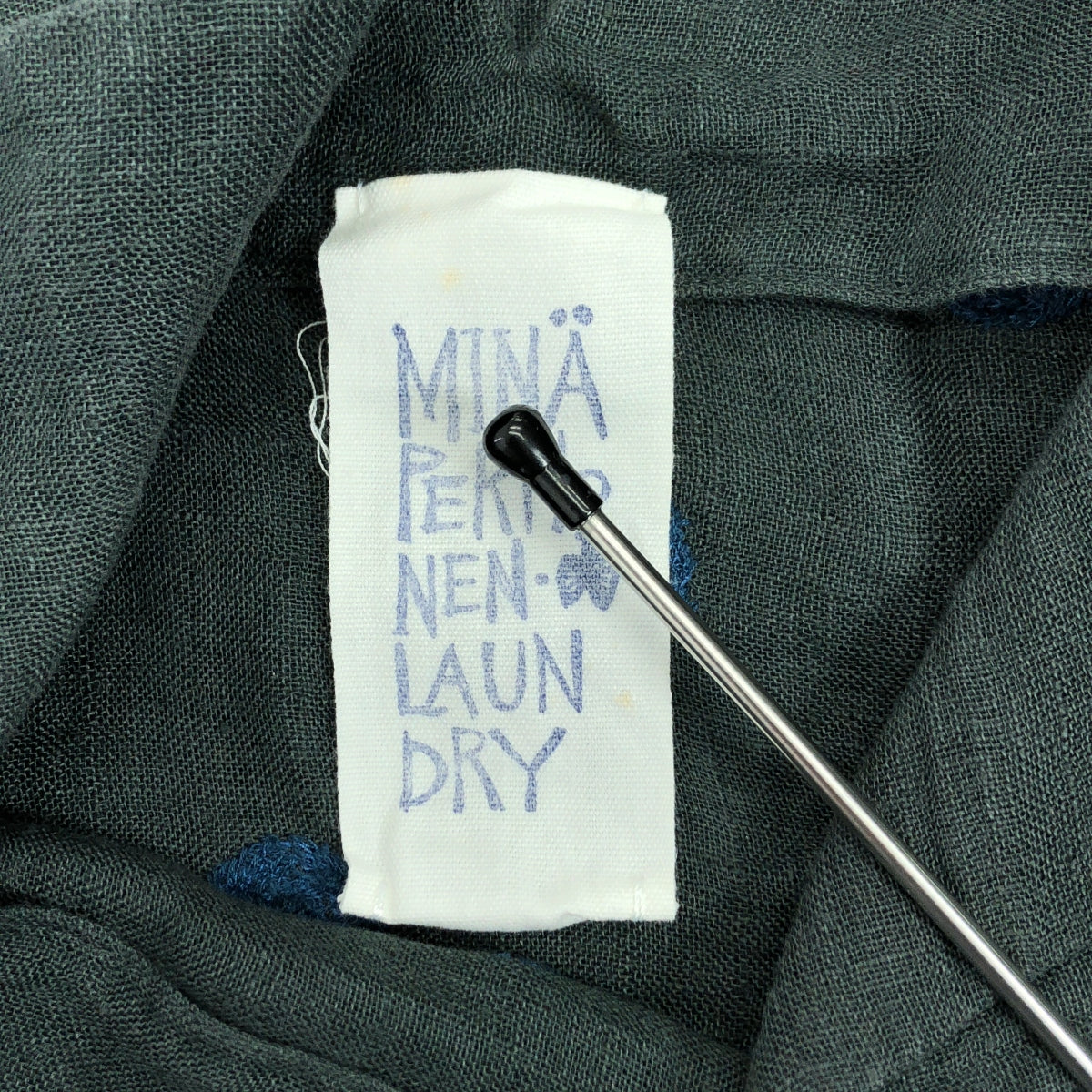 米娜佩爾霍寧亞麻圓點開領連身裙 | 38 | 38炭色/藍色|女性的