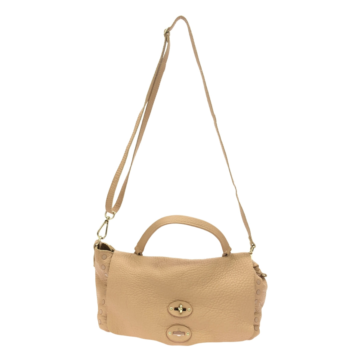 扎內拉托 |皮革 Postina 雙向翻蓋手提包，配肩帶 |粉紅色 |女性的