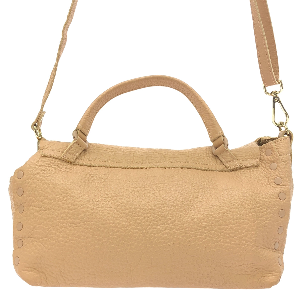 扎內拉托 |皮革 Postina 雙向翻蓋手提包，配肩帶 |粉紅色 |女性的