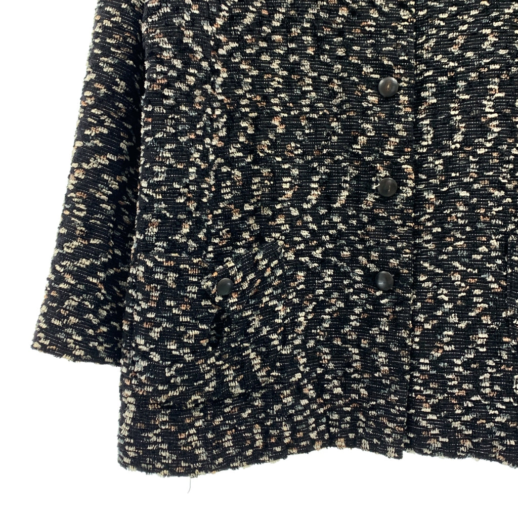 HANAE MORI / ハナエ　モリ | セットアップ ウール ツイード ノーカラー ジャケット / サイドジップ スカート / 総裏地 | 40 | ブラック系 | レディース