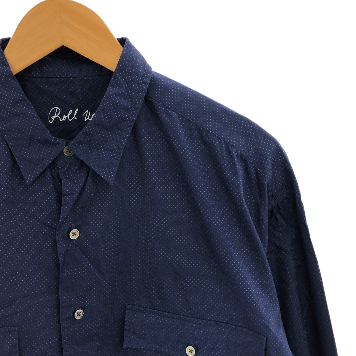 [Good Condition] PORTER CLASSIC | ROLL UP DOT SHIRT | L | Navy | Men's