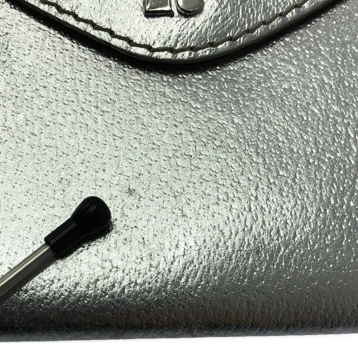 KATE SPADE / ケイトスペード | レザー メタリック フラップ クラッチバッグ / 柄総裏地 | シルバー | レディース