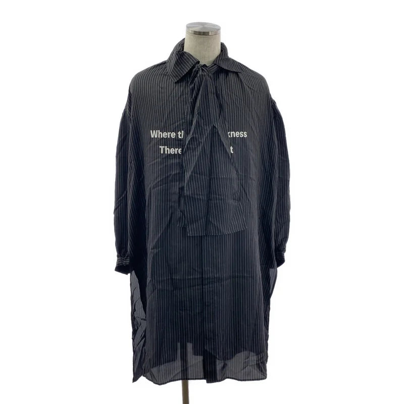 YOHJI YAMAMOTO POUR HOMME / ヨウジヤマモトプールオム | CU ST MESSAGE SCARF BLOUSE / ストライプ ロゴ 変形 オーバーシルエット シャツ | 2 | メンズ