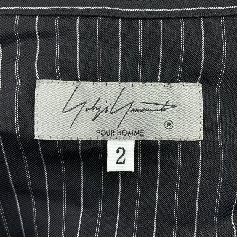 YOHJI YAMAMOTO POUR HOMME / ヨウジヤマモトプールオム | CU ST MESSAGE SCARF BLOUSE / ストライプ ロゴ 変形 オーバーシルエット シャツ | 2 | メンズ