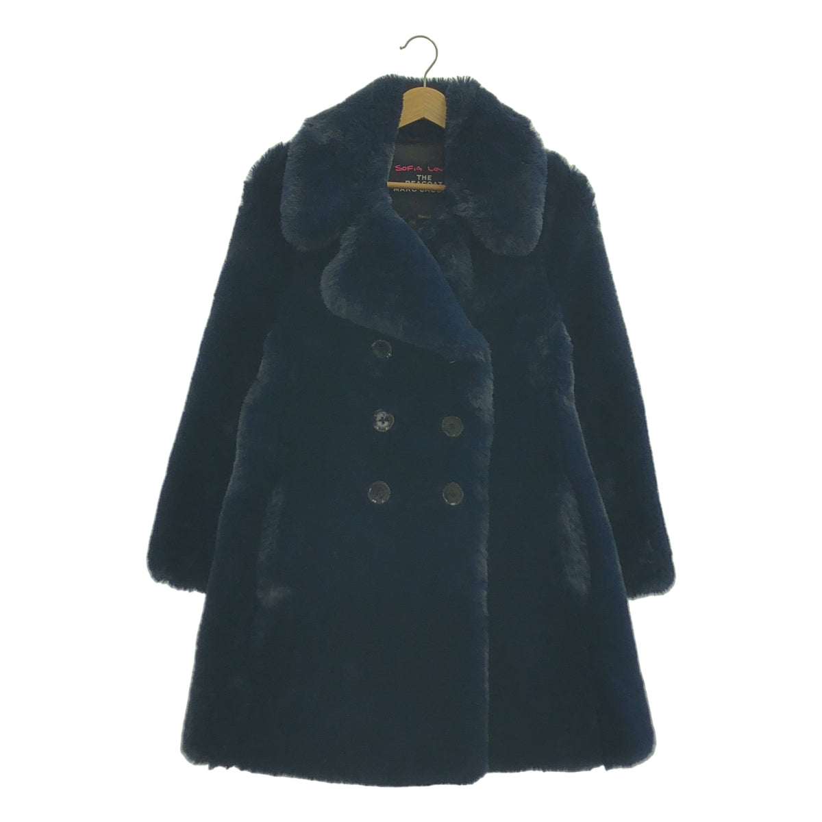 【美品】  MARC JACOBS / マークジェイコブス | Sofia Loves Faux Fur Coat フェイクファー ダブル コート | XS | ネイビー | レディース