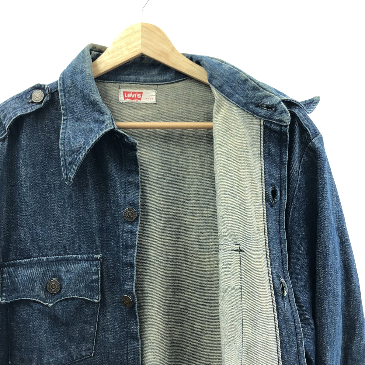 Levi's / リーバイス | 1970s ヴィンテージ BIG E エポレット 濃紺 デニム シャツ ジャケット | L | インディゴ | メンズ