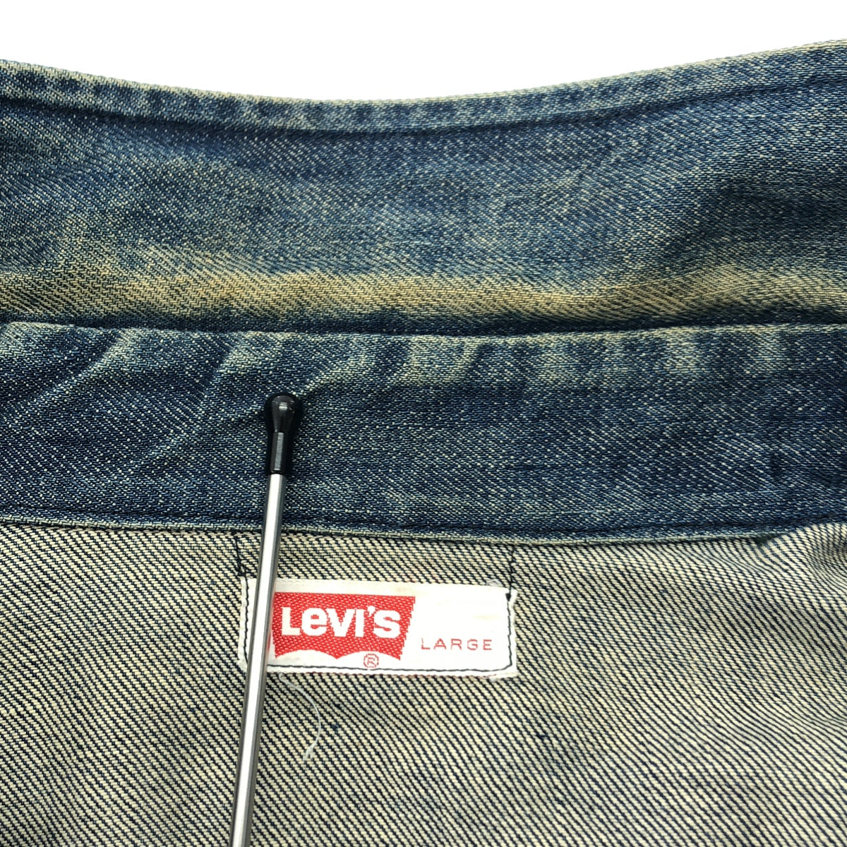 Levi's / 리바이스 | 1970s 빈티지 BIG E 에포렛 짙은 감색 데님 셔츠 재킷 | L | 인디고 | 남성