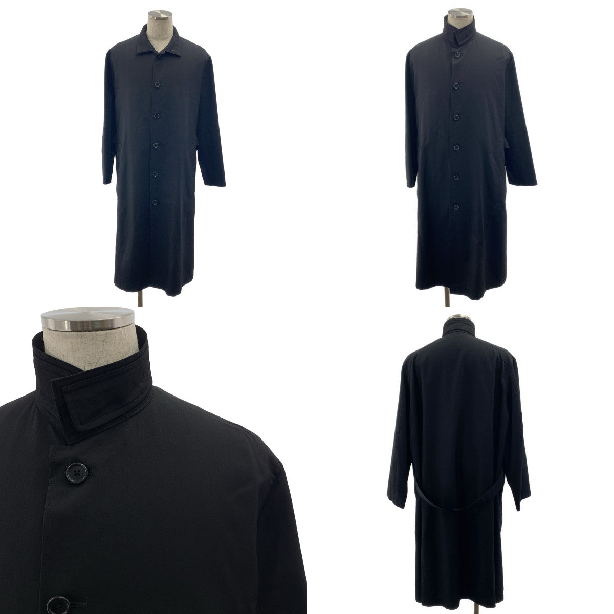 [狀況極佳] Y's 男裝 / 山本耀司 | 2001 秋冬 | 羊毛華達呢繫腰帶單排扣大衣 / 全襯裡 | 尺寸 3 | 黑色 | 男款