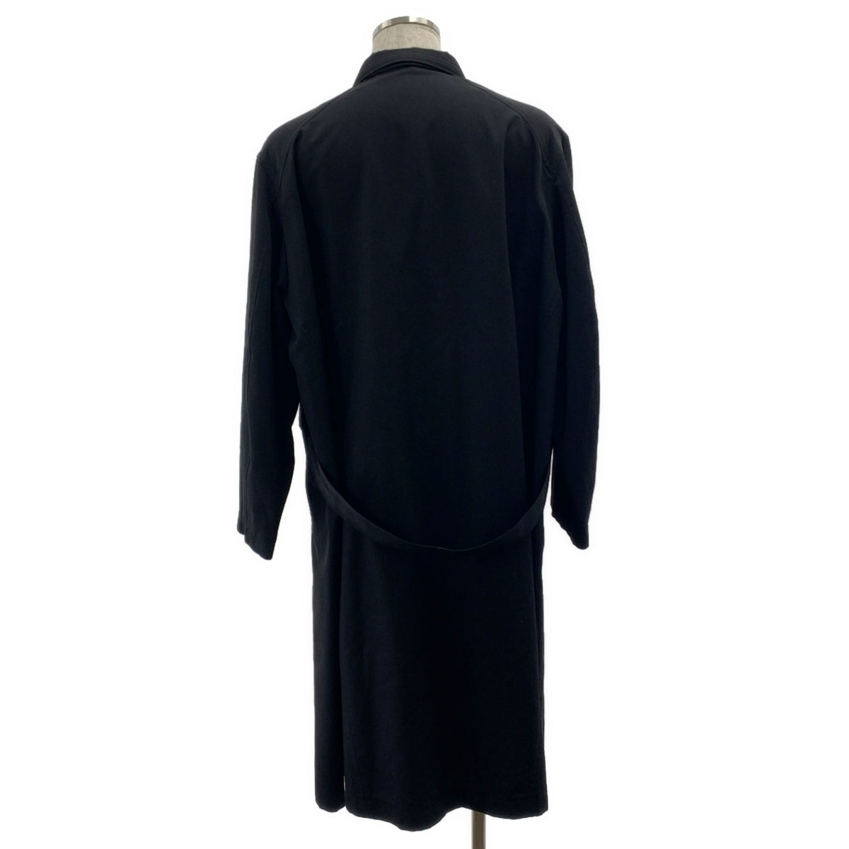[狀況極佳] Y's 男裝 / 山本耀司 | 2001 秋冬 | 羊毛華達呢繫腰帶單排扣大衣 / 全襯裡 | 尺寸 3 | 黑色 | 男款