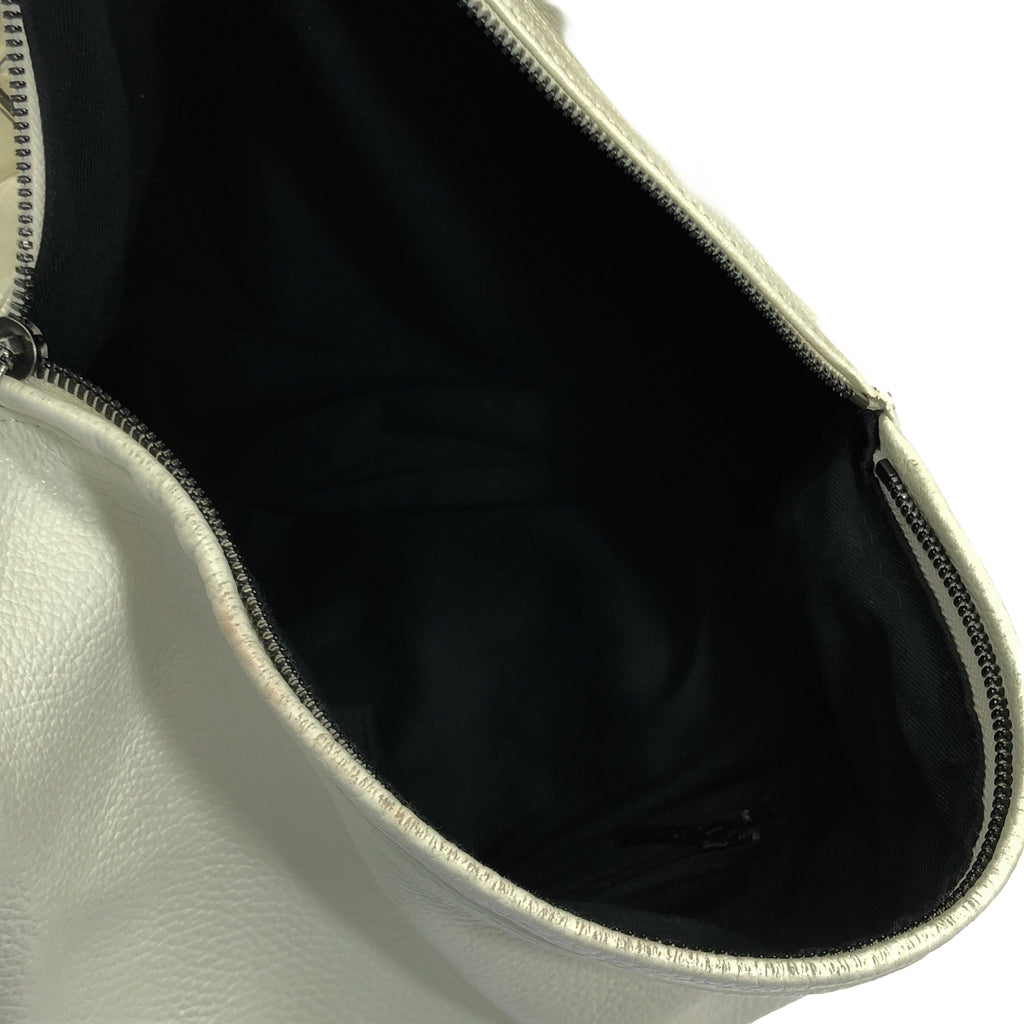 discord Yohji Yamamoto / 디스코드 요우지 야마모토 | YBAGPACK 10th limited / 소가죽 카우레자 로고 배낭 배낭 / 유니섹스 | 화이트 | 남성