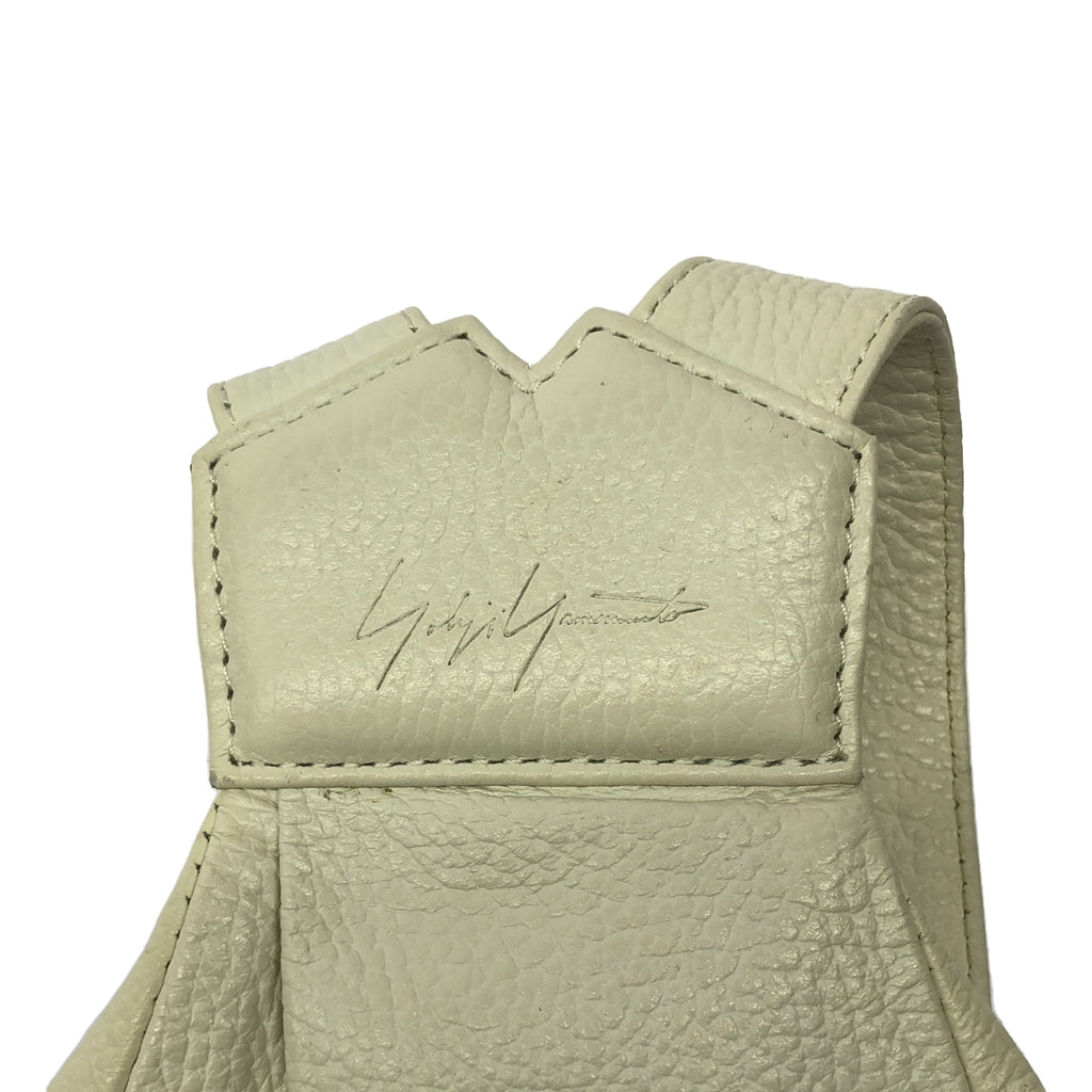 discord Yohji Yamamoto / 디스코드 요우지 야마모토 | YBAGPACK 10th limited / 소가죽 카우레자 로고 배낭 배낭 / 유니섹스 | 화이트 | 남성