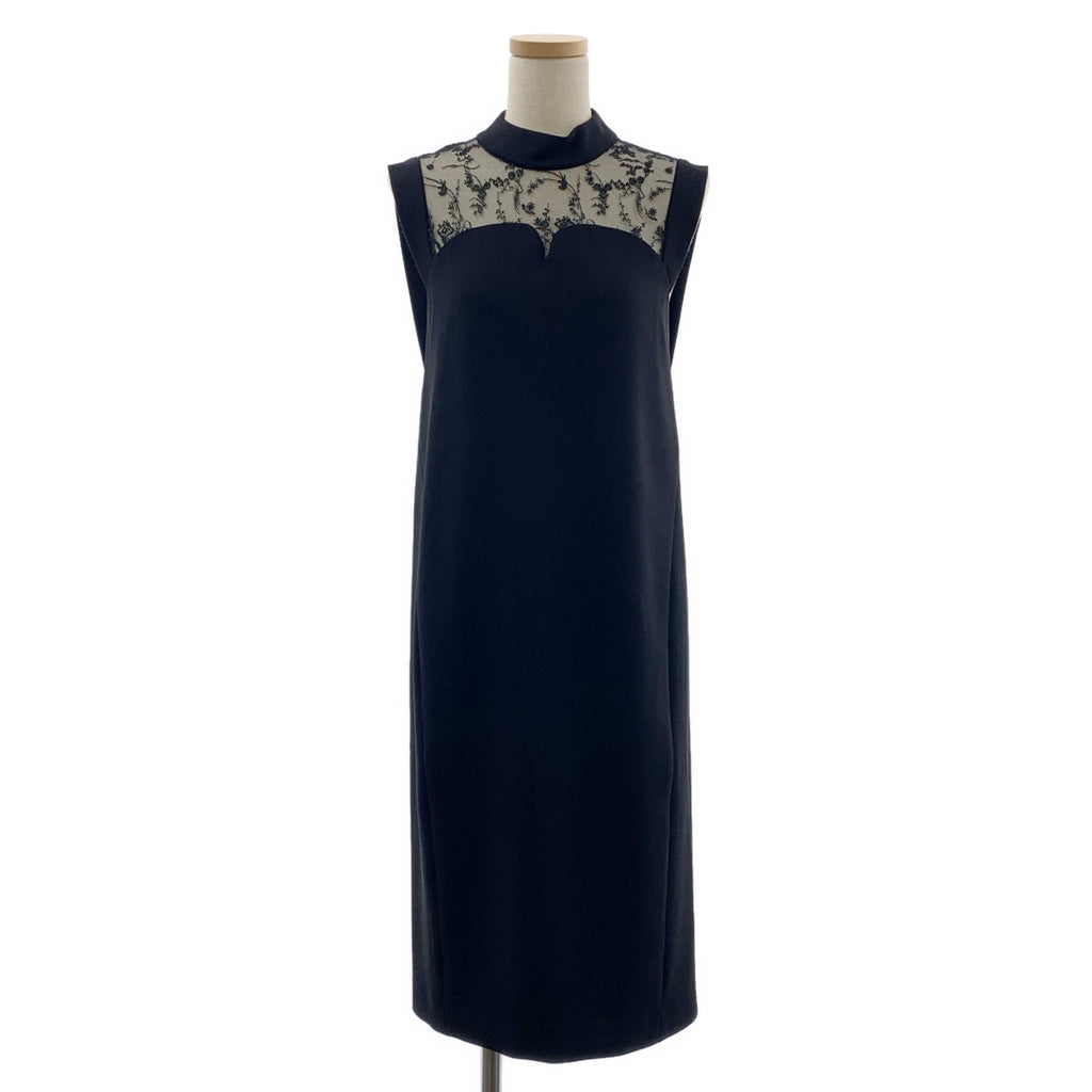 Mame Kurogouchi / 마메쿠로고우치 | 2024AW | Acetate Polyester Floral Lace-Collar Sleeveless Dress / 꽃 엠브로이드 레이스 드레스 원피스 / 안감 포함 | 1 | 여성