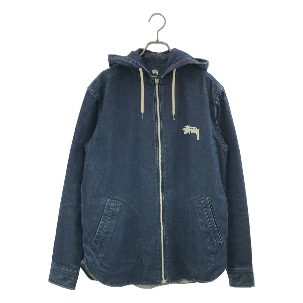 STUSSY | STAND FIRM 背面 Logo 連帽牛仔襯衫外套 | L 碼 |