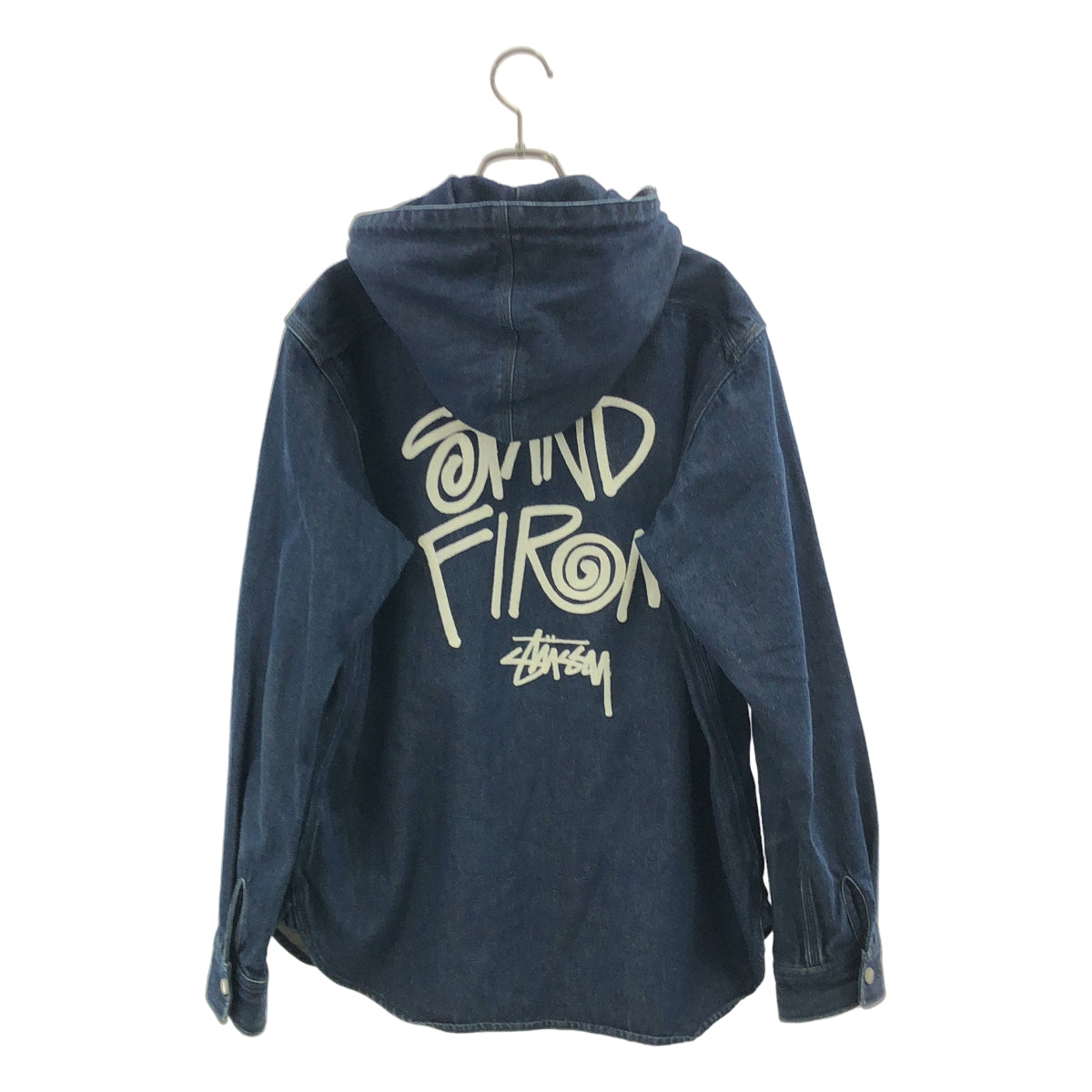 STUSSY | STAND FIRM 背面 Logo 連帽牛仔襯衫外套 | L 碼 |