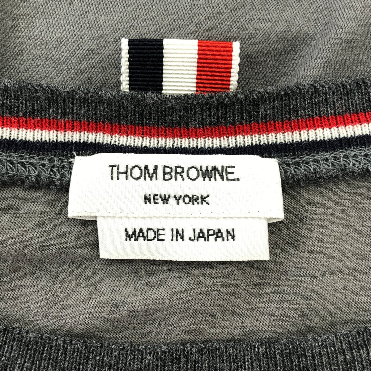 THOM BROWNE / 톰 브라운 | 코튼 캐시미어 사이드 라인 크루넥 티셔츠 컷소우 | 1 | 남성