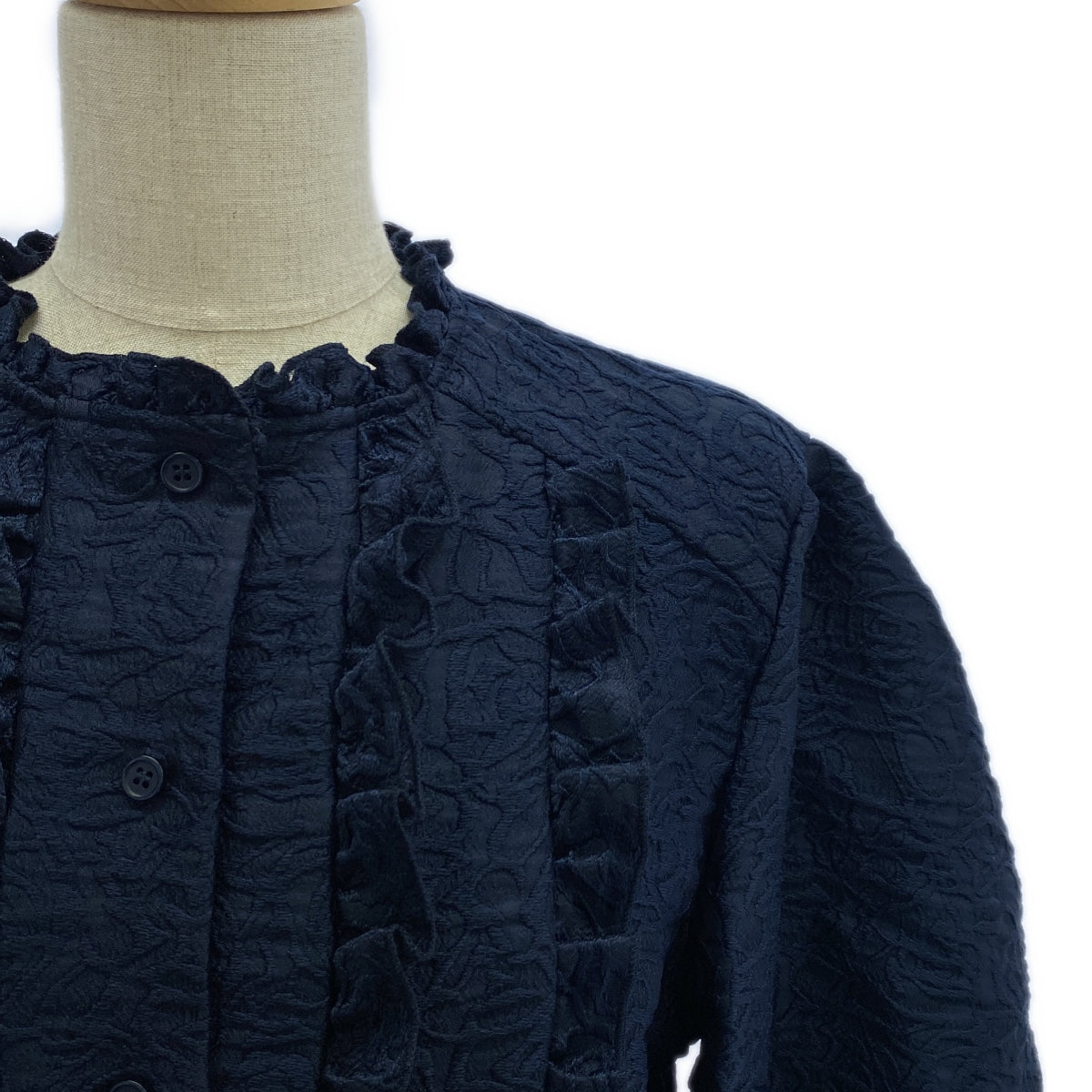 [新] 簡姐妹 | 2020春夏 |荷葉邊蕾絲長袖迷你連身裙 | S |海軍 |女性的