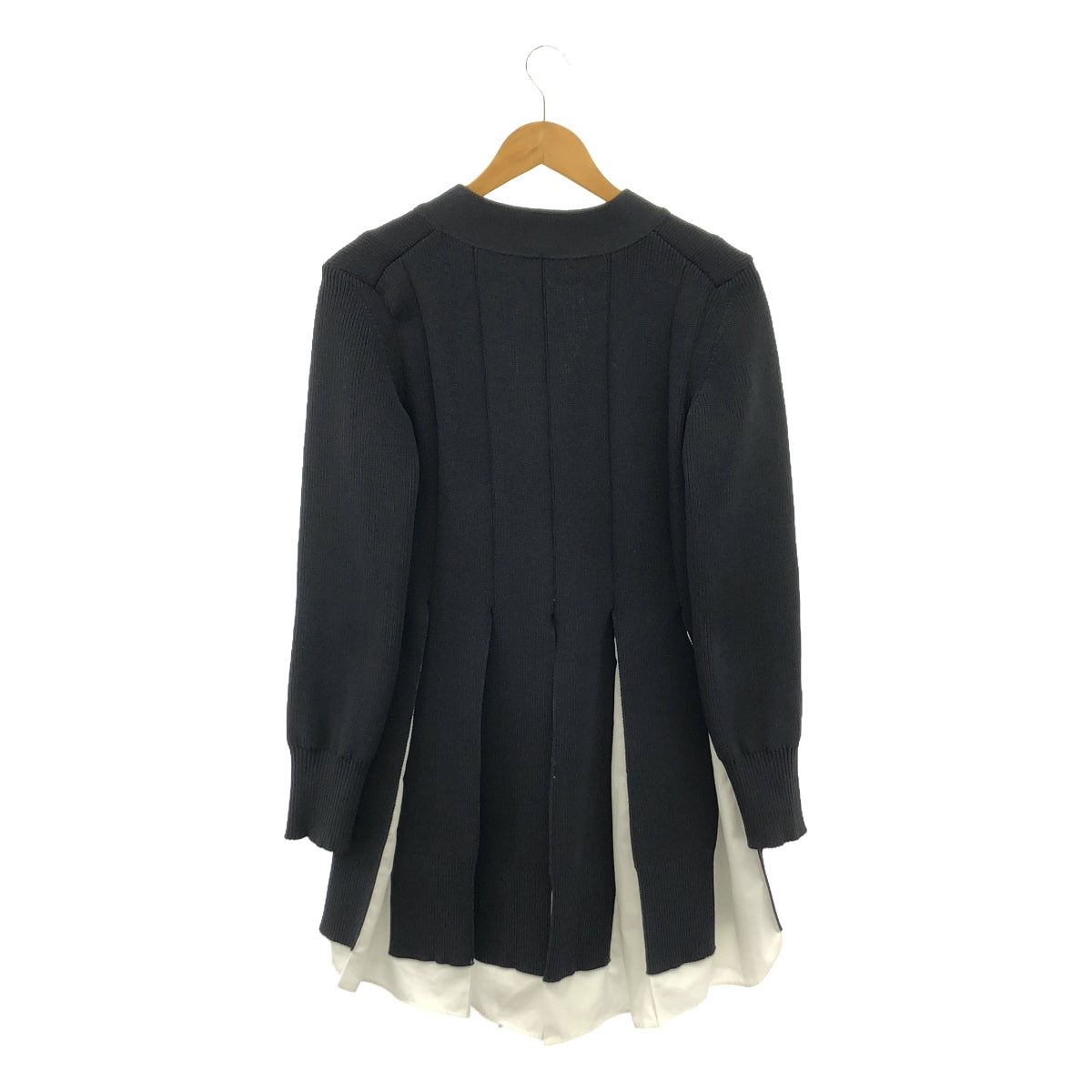 【美品】  sacai / サカイ | 2023AW | Knit x Cotton Poplin Dress ニット コットンポプリン ドッキング ドレス ワンピース | 1 | ネイビー | レディース