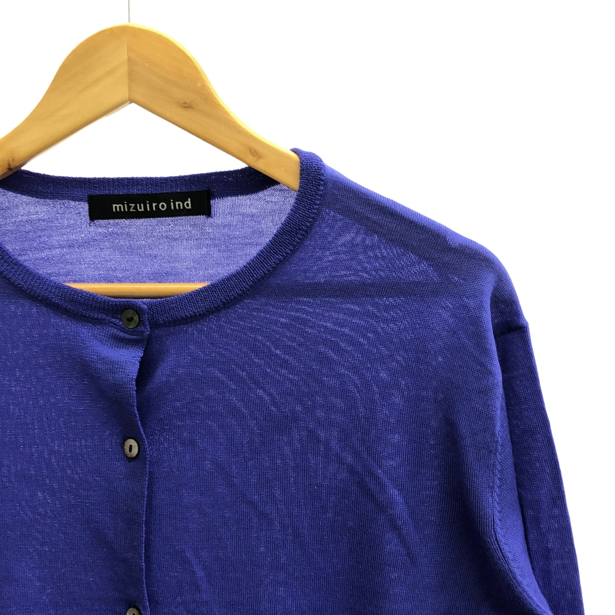 【美品】  mizuiroind / ミズイロインド | high gauge crew neck C/D クルーネック カーディガン | F | ブルー | レディース