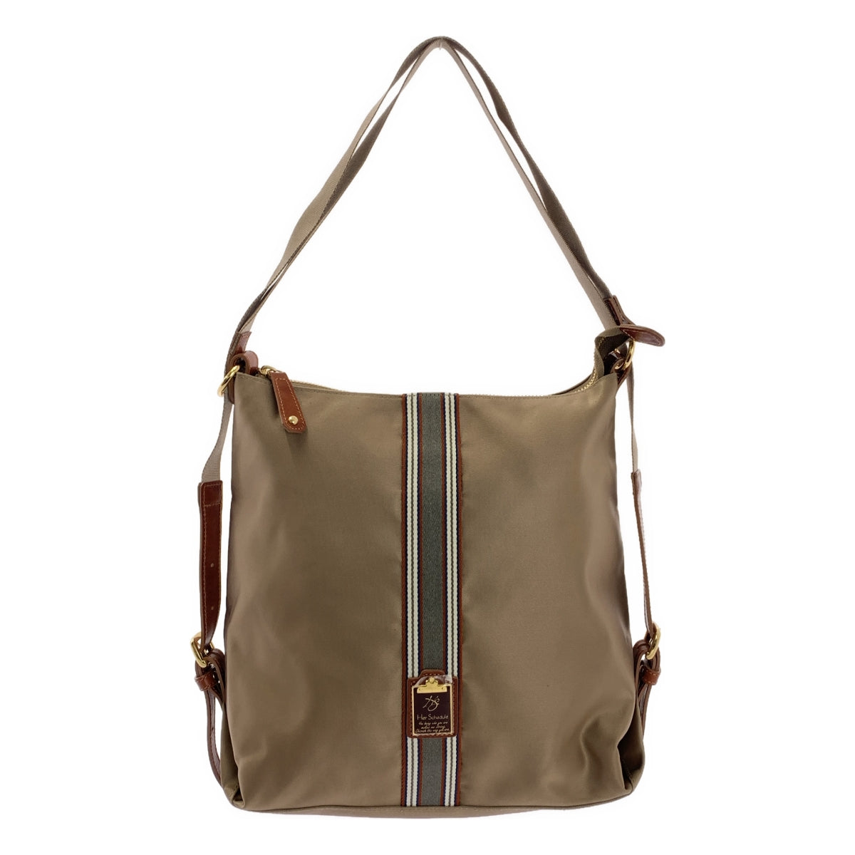 Her Schedule | 帶有皮革裝飾和徽標的雙向單肩包，零秒背包 |