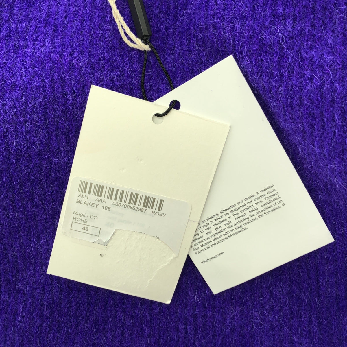 【新品】ROHE | BLAKEY 羊駝毛混紡蓬鬆肩部針織衫 | 40碼 | 藍色 | 女款