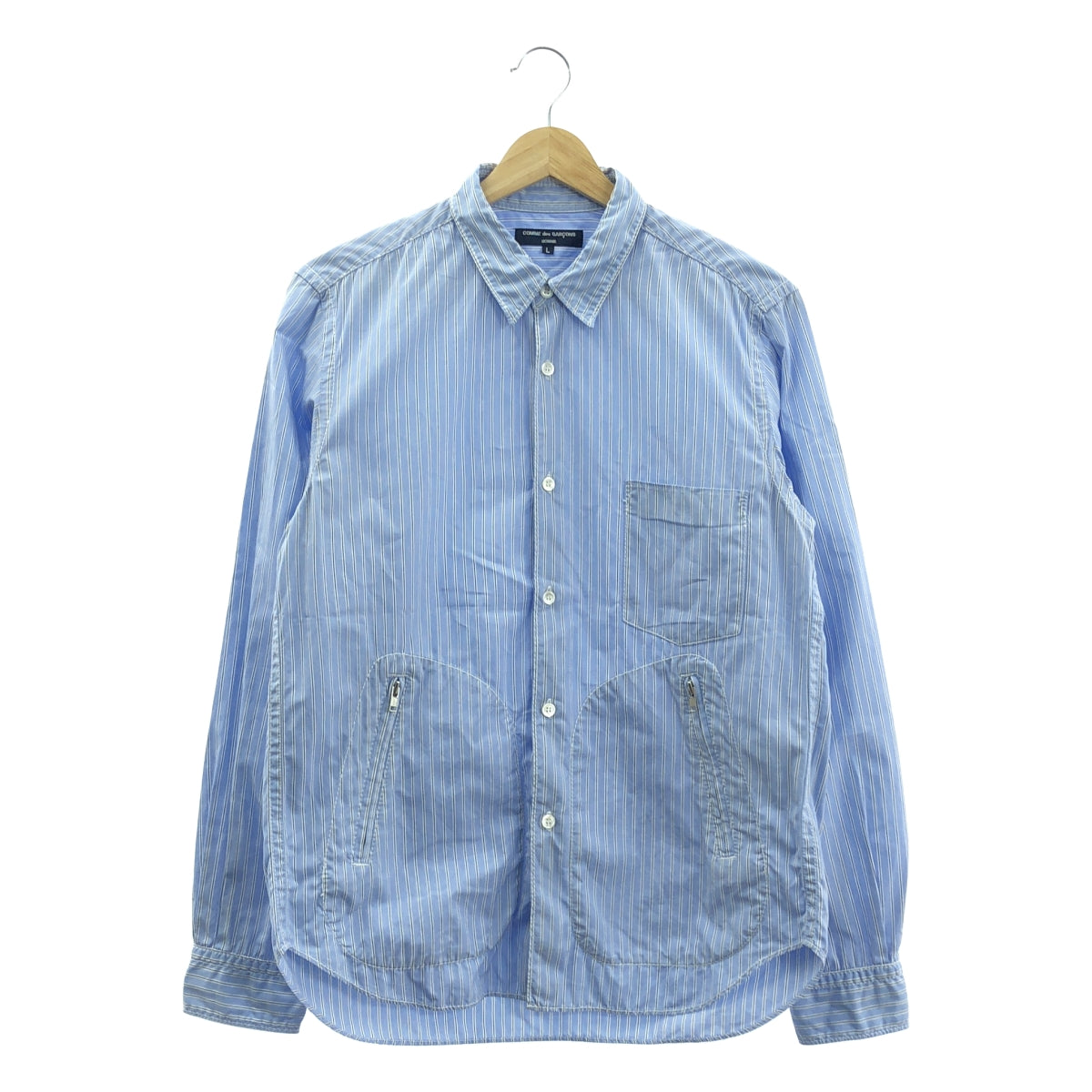 COMME des GARÇONS HOMME | 2006 秋冬 |棉質條紋拉鍊口袋襯衫 | SHOPBOP L 號 |藍色|男士