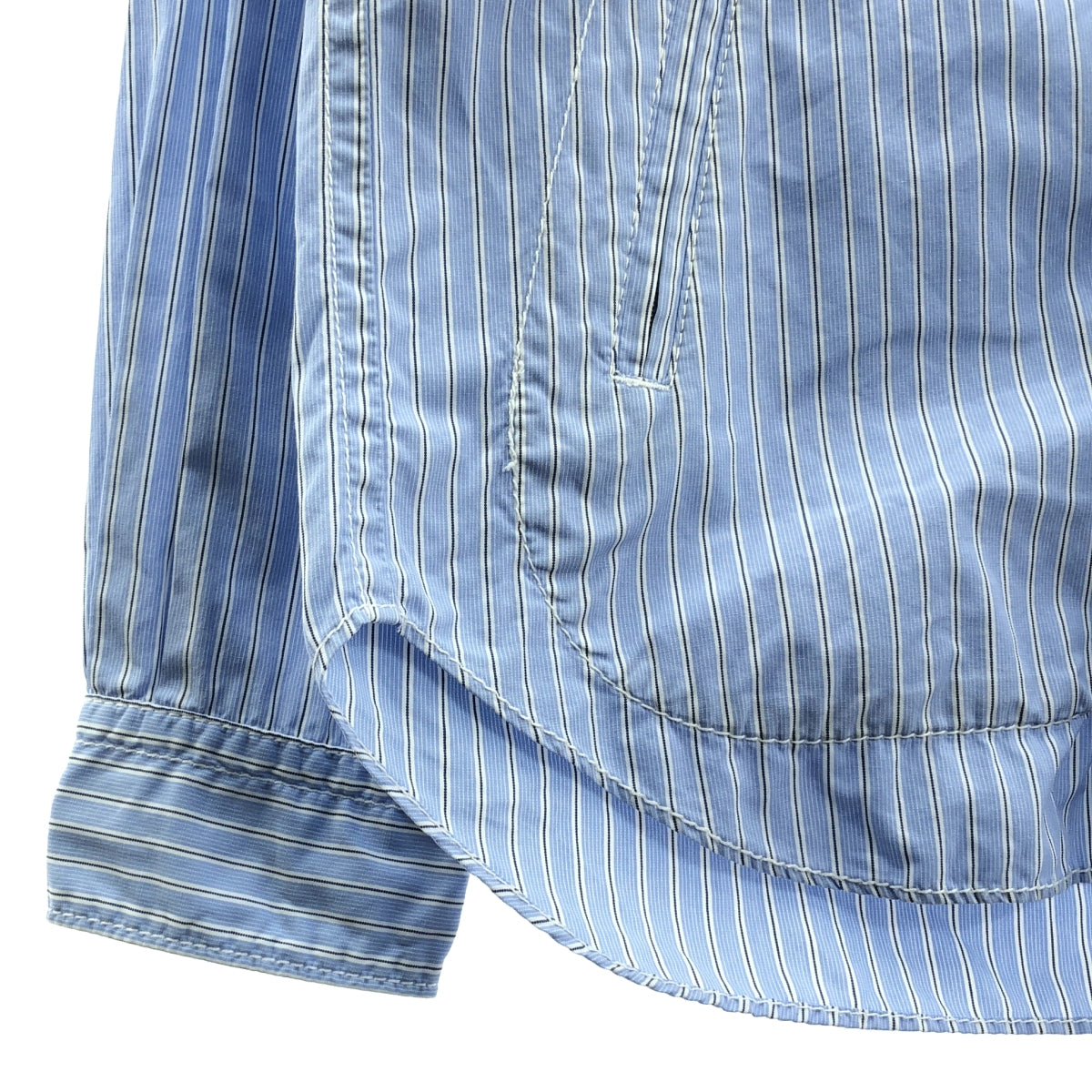 COMME des GARÇONS HOMME | 2006 秋冬 |棉質條紋拉鍊口袋襯衫 | SHOPBOP L 號 |藍色|男士