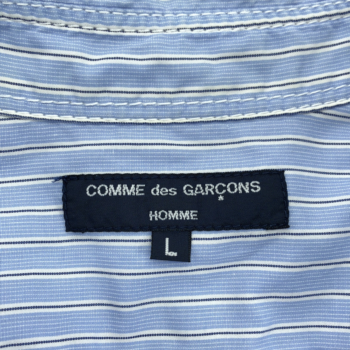 COMME des GARÇONS HOMME | 2006 秋冬 |棉質條紋拉鍊口袋襯衫 | SHOPBOP L 號 |藍色|男士