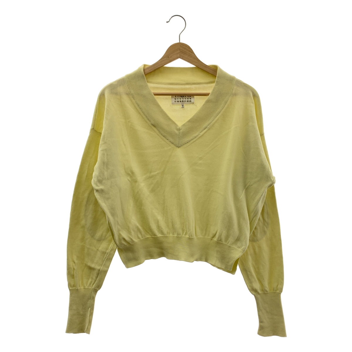 Maison Margiela / メゾンマルジェラ | 2020SS | エルボーパッチ Vネック コットン ニット | XS | レディース