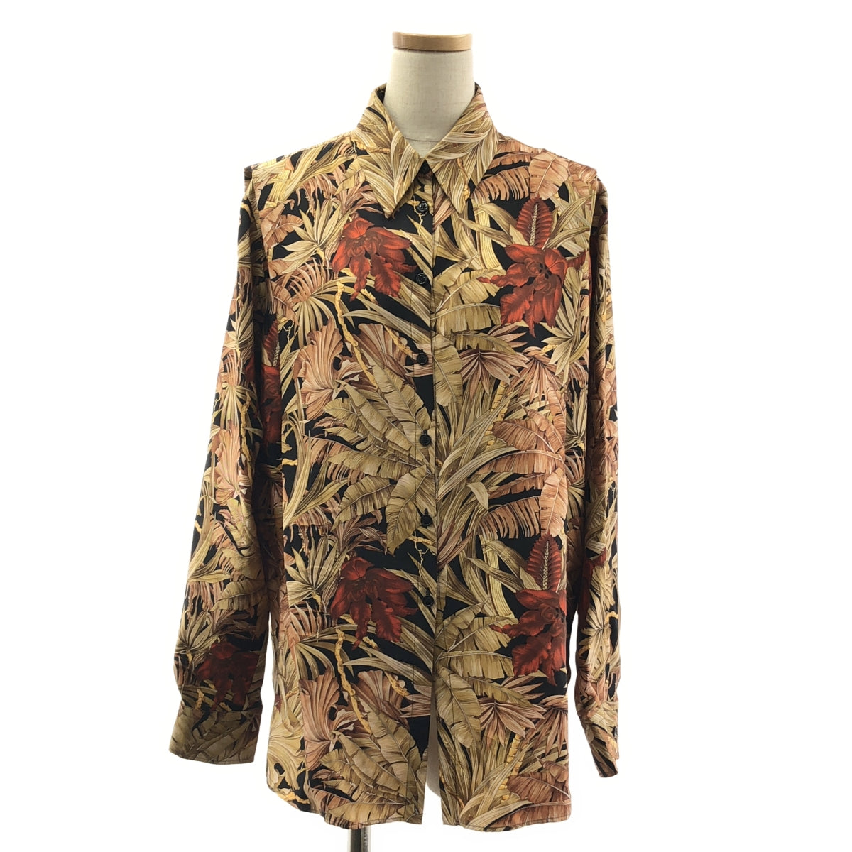 【미품】 Salvatore Ferragamo / 살바토레 페라가모 | silk 100 % / 실크 총 무늬 오버 셔츠 블라우스 | 40 | 멀티 컬러 | 여성