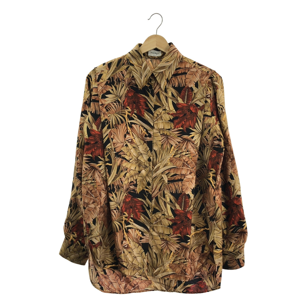 【미품】 Salvatore Ferragamo / 살바토레 페라가모 | silk 100 % / 실크 총 무늬 오버 셔츠 블라우스 | 40 | 멀티 컬러 | 여성