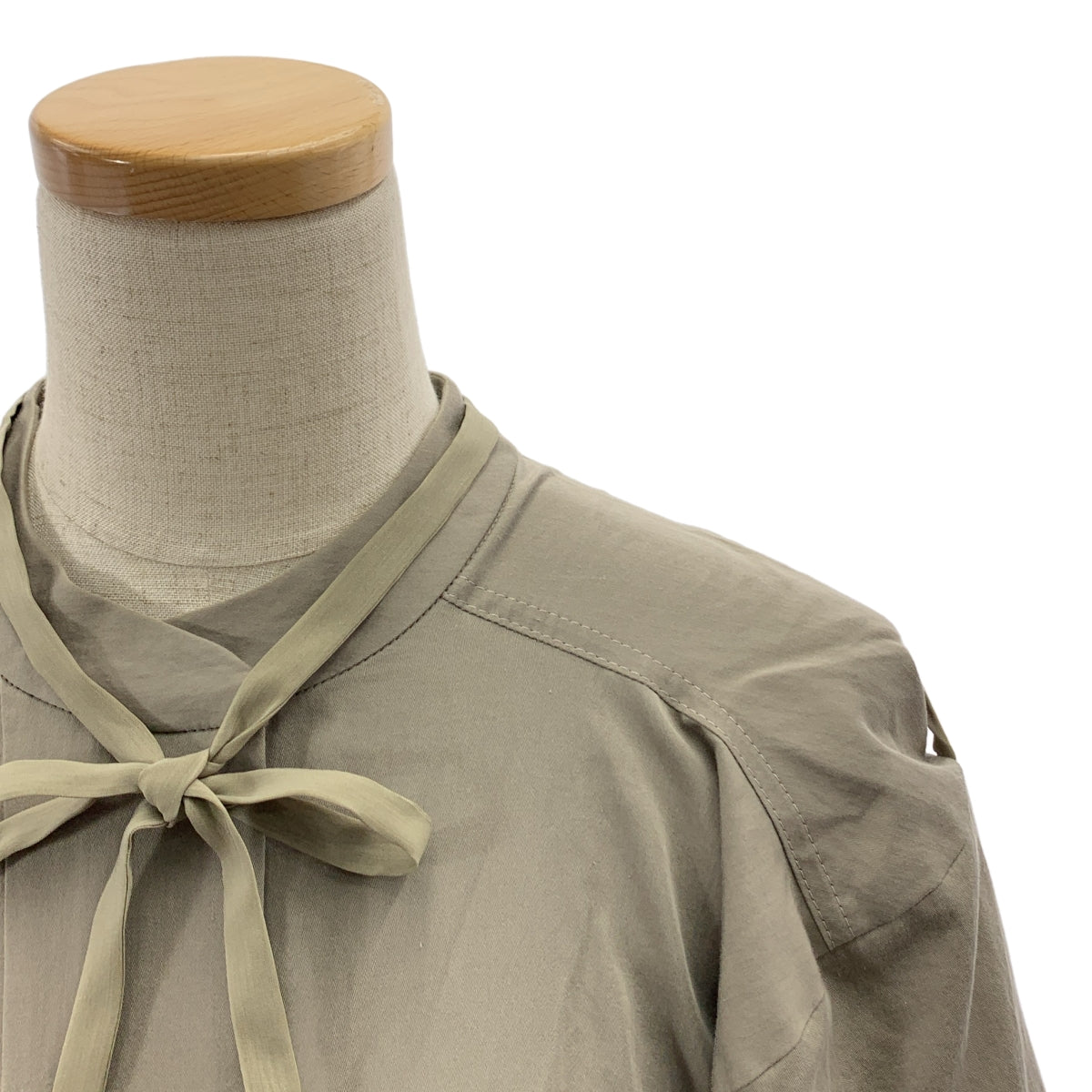 【美品】  PHOTOCOPIEU / フォトコピュー | AMBRE スタンドカラー コットン ベルテッド ワンピース | 36 | SAGE / セージ | レディース